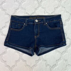 Vintage Y2K Low Rise Dark Wash Denim Micro Shorts Size 7